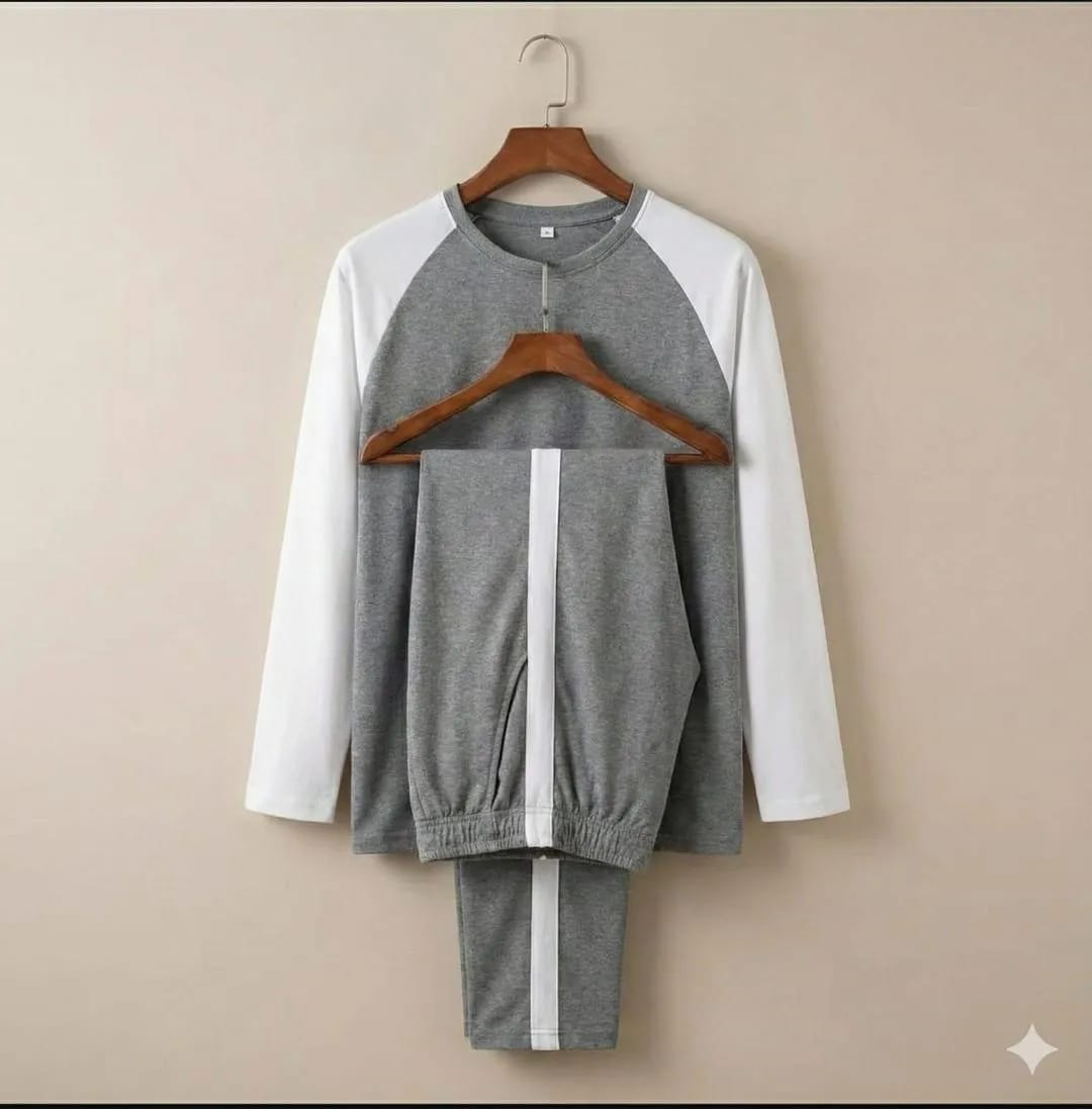 2 Pcs Men's Fleece Plain Sweatshirt Track Suit